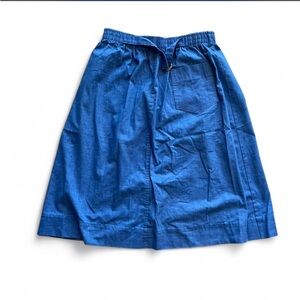 Vintage 70s blue midi skirt with attatched belt for adjusting - 27-34” waist
